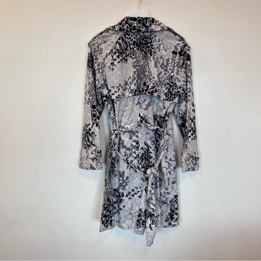 Animal Print Belted Jacket Womens 14 Gray Black White Career Coat Silver Buttons - Picture 6 of 7